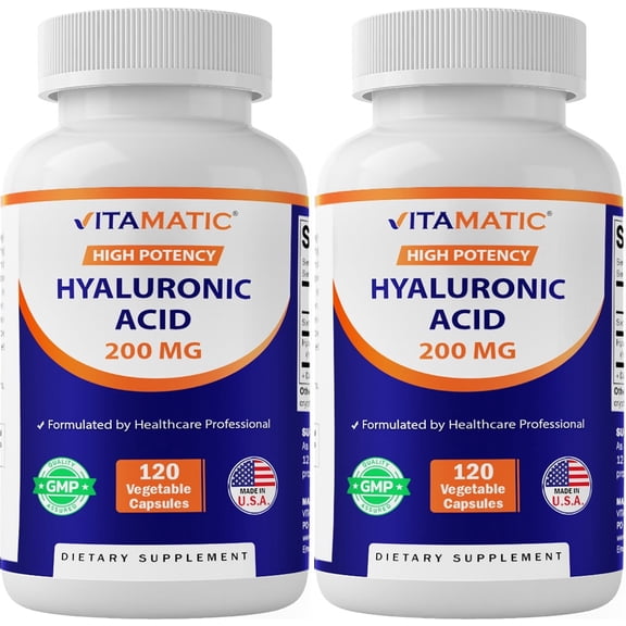 2 Pack - Vitamatic Hyaluronic Acid 200 mg 120 Capsules 200mg