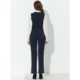 thumbnail image 4 of INSPIRE CHIC Mono elegante con tirantes y pierna recta sin mangas con cinturón y cuello en V para mujer Azul oscuro L, 4 of 5