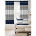 thumbnail image 2 of Fsddascl Navy Blue Grey Stripe Blackout Curtains for Bedroom/Living Room, Thermal Insulated Kitchen Curtains, Modern Art Horizontal Striped Grommet Darkening Window Treatment Drapes 27.5"x39"x2, 2 of 8