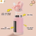 thumbnail image 2 of Botella de agua Kerilyn Kids de acero inoxidable, 350 ml, paquete de 2 unidades, azul+rosa, 2 of 8