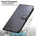 thumbnail image 3 of For Samsung A32 5G Wallet Case Bling Shiny Premium PU Leather with RFID Blocking Card Slots Holder Magnetic Flip Kickstand Shockproof Wrist Strap Cover For Samsung Galaxy A32 5G, Black, 3 of 7