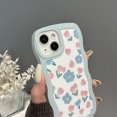 thumbnail image 3 of Funda floral para iPhone 13 para mujer, bonita y suave funda a prueba de golpes con diseño de flores onduladas para iPhone 13 de 6,1 pulgadas (tulipán/verde menta), 3 of 5
