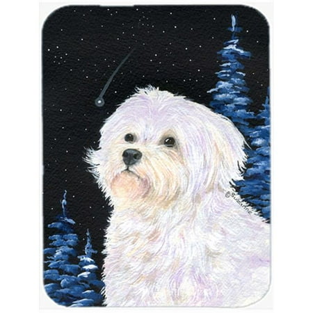 

12 x 15 in. Starry Night Maltese Glass Cutting Board Large