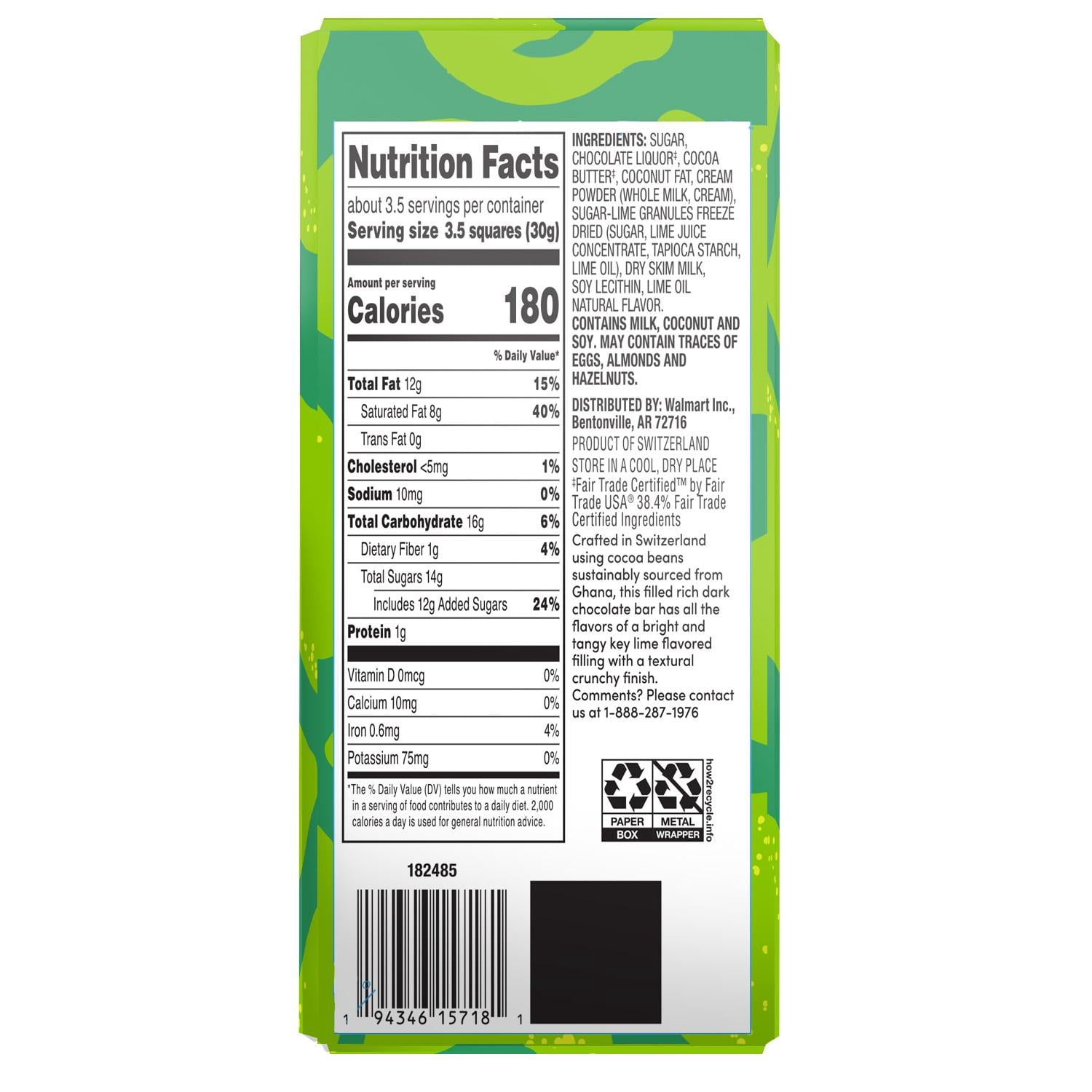 (4 pack) bettergoods Premium Swiss Dark Chocolate Bar with Key Lime Pie Flavored Filling, 3.5 oz