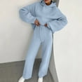 thumbnail image 7 of Women 2 Piece Lounge Outfits Cotton Ribbed Knit Sweatsuits Oversized Pullover Hoodie and Wide Leg Sweatpant Set (S, Light Blue), 7 of 7
