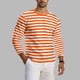 thumbnail image 1 of Ceisia Men's Spring Fall Casual Regular Fit Crew Neck Long Sleeve T-Shirt Multi-Color Striped Cotton-Like Jersey Stretch Fabric Orange L Gifts, 1 of 6