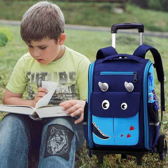 Clearance Office&Craft&Stationery under $20,Rolling Backpack Trolley Wheeled Backpacks School Bag Travel Outdoor A Stylish And Practical Dark Blue Liftable Six Wheel Schoolbag