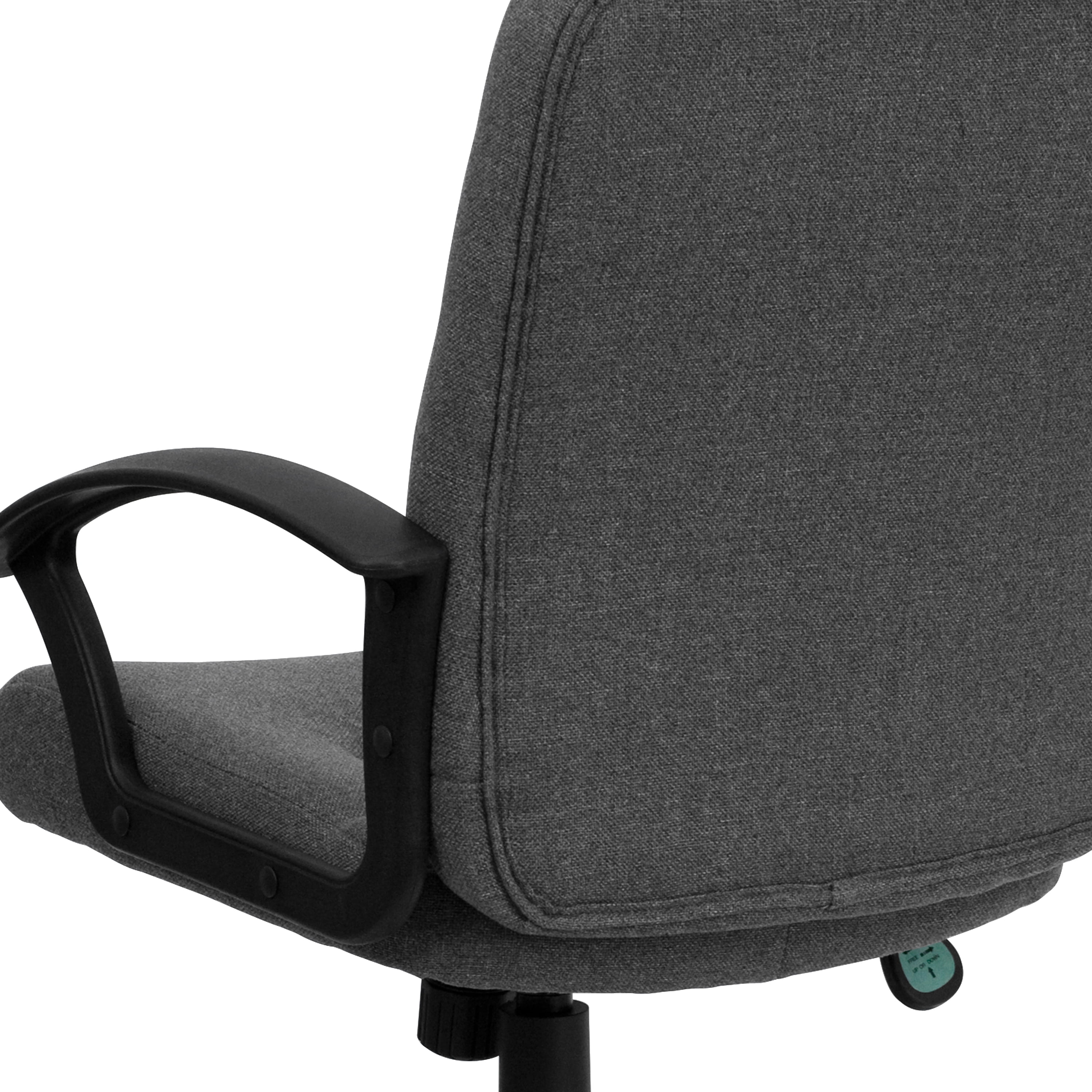 Emma + Oliver Mid-Back Gray Fabric Executive Swivel Office Chair with Nylon Arms