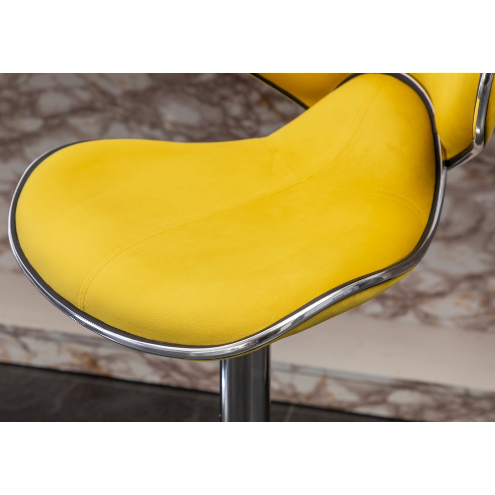 Roundhill Furniture Masaccio Bar Stool with Adjustable Height & Swivel, Yellow, Set of 2