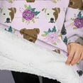 thumbnail image 3 of Oversized Wearable Blanket Hoodie,Cute Pitbull Terriers Dog and Flower Sherpa Blanket Hoodie with Super Pockets,Super Warm Fuzzy Pullover for Women & Men, 3 of 6