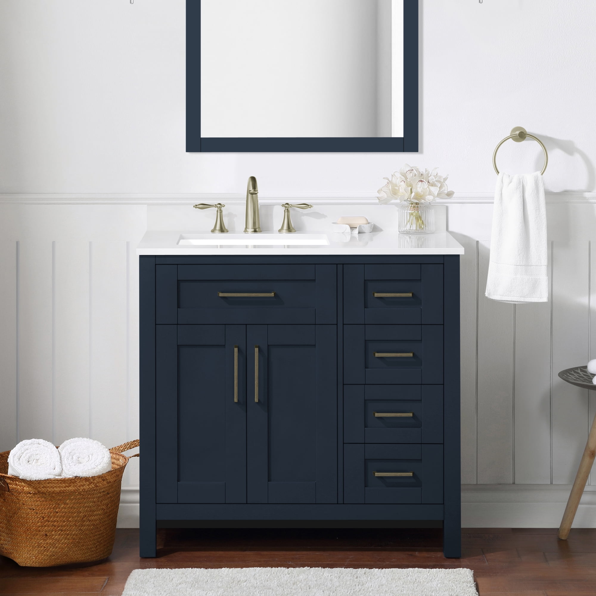 Ove Decors Tahoe 36 W x 21" D Freestanding Bathroom Vanity with Sink, Midnight Blue