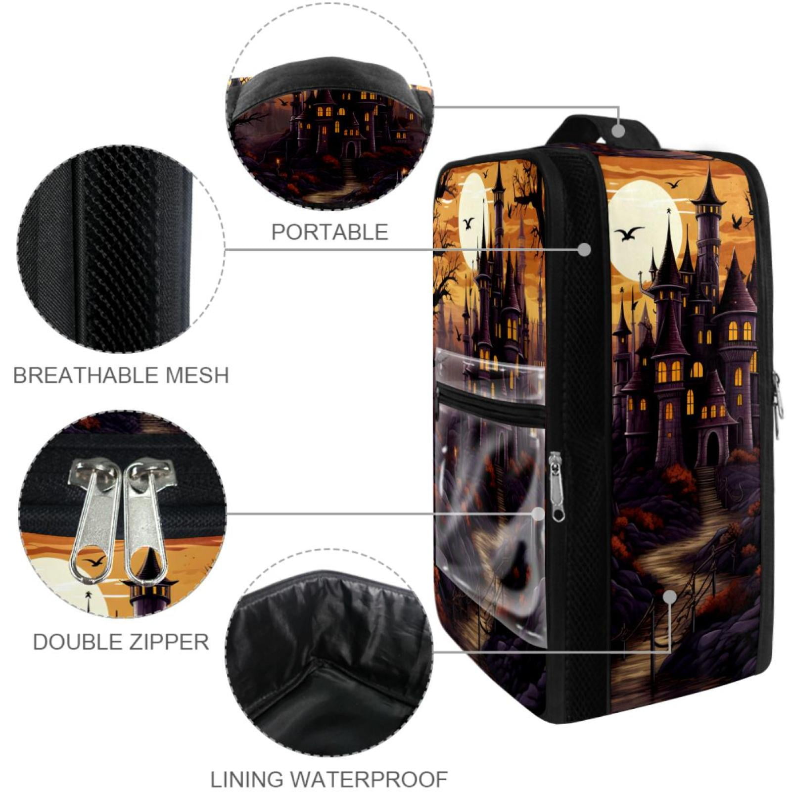 Halloween Castle Polyester Shoe Boxes - Premium Storage Containers for Sneakers, Boots, and More - 23x31cm/9x12in Size - Organize Your Footwear