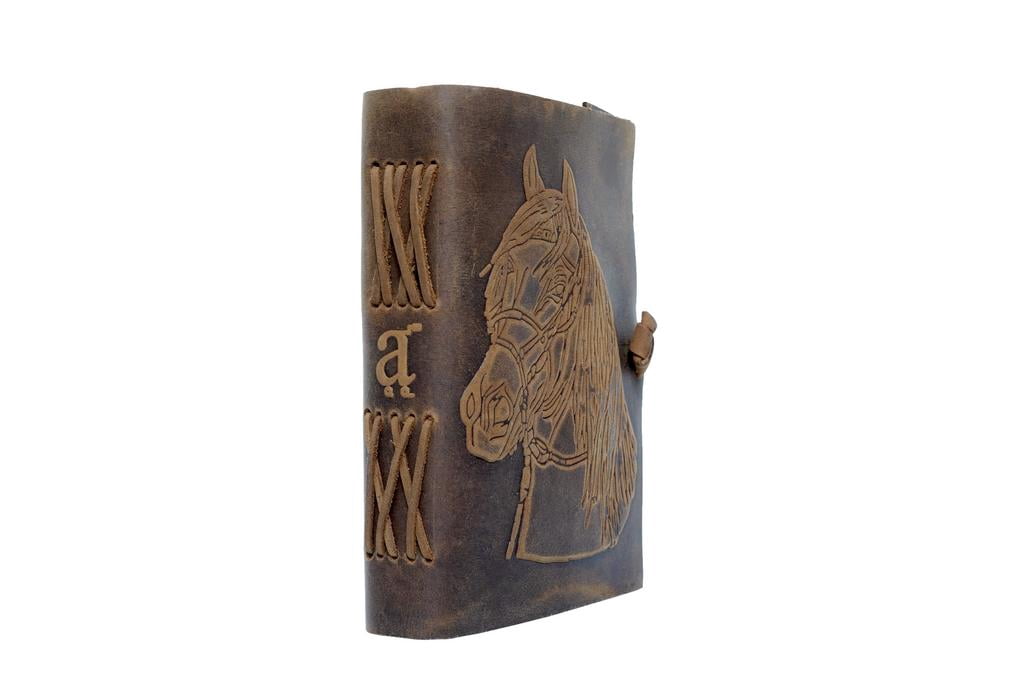 Leather Journal With Horse Embossed Travel Diary Office Personal Notebook- A Gift for Horse Lovers.