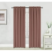 Kashi Home Blackout Curtain Panel Rod Pocket, Soft Thermal Insulated Room Darkening Window Drape, 54 x 90 Inch, Tessa Single Panel (Rose)