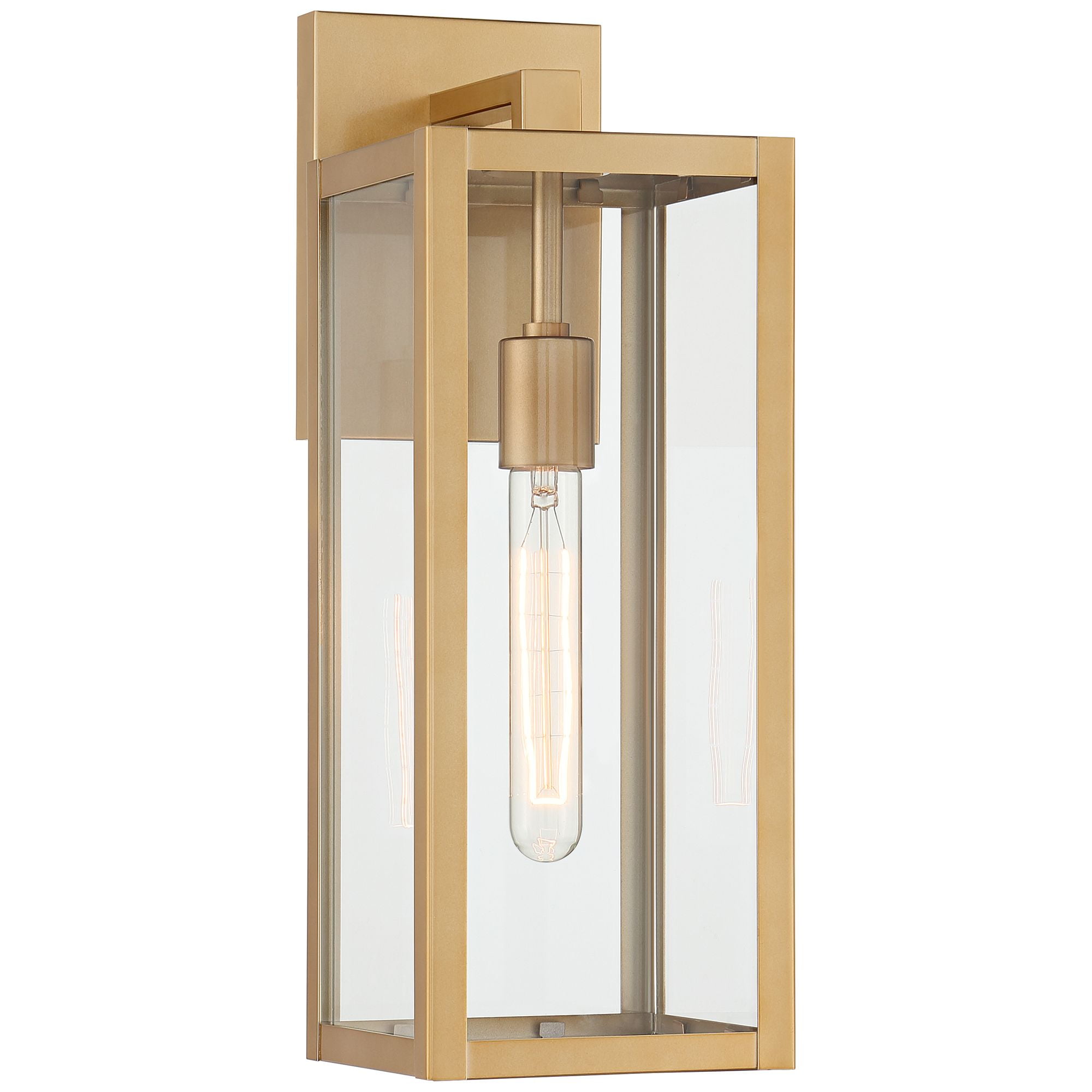 John Timberland Titan 17" High Modern Outdoor Wall Light Fixture Mount Porch House Edison Bulb Soft Gold Finish Clear Glass Shade