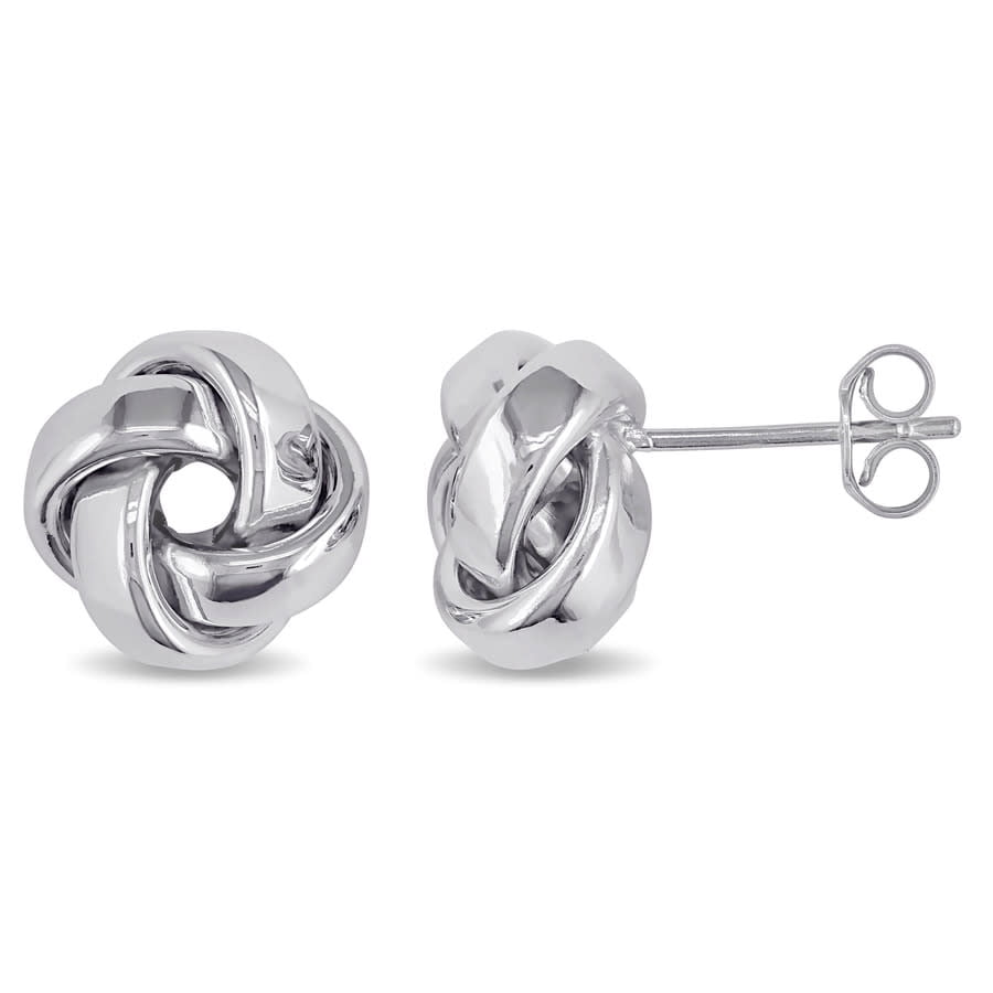 Amour 10mm Love Knot Stud Earrings in 10k White Gold