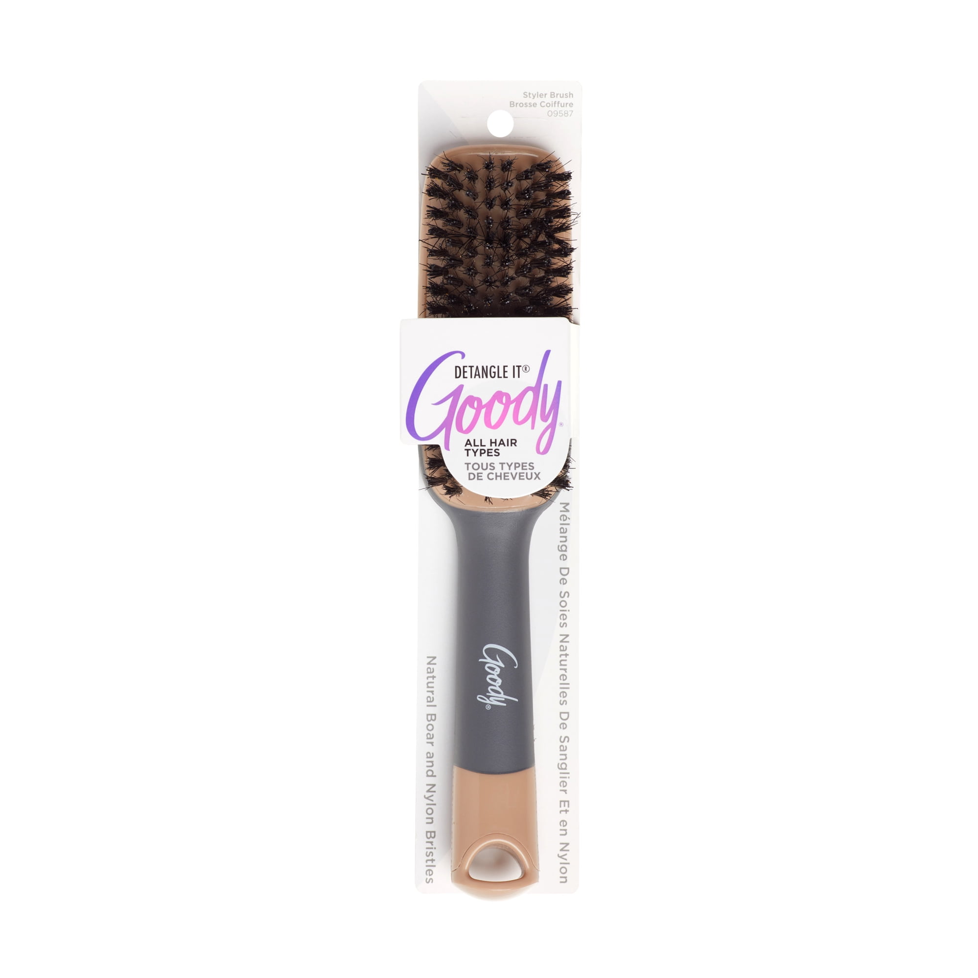 Goody Detangle-It Boar Styler Brush With Shine Boosting Soft Bristles For All Hair Types, 1 Count