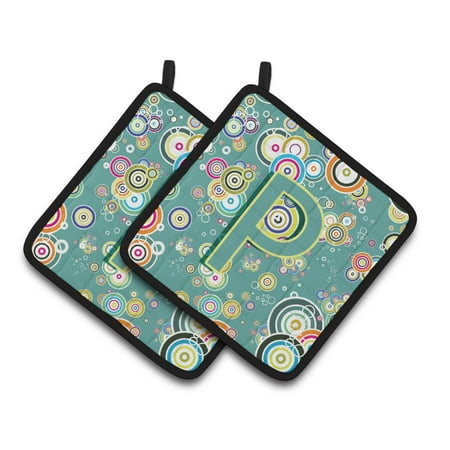 

Carolines Treasures CJ2015-PPTHD Letter P Circle Circle Teal Initial Alphabet Pair of Pot Holders 7.5HX7.5W multicolor