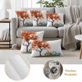 thumbnail image 6 of Orange Tree Fall Outdoor Waterproof Pillow Covers, Vintage Teal Truck Thanksgiving Pumpkin Decorative Square Throw Pillowcase Sofa Cushion Sham for Patio/Couch/Chair, 24"x24" 2 Pack, 6 of 8