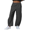 thumbnail image 2 of GUACER Womens Wide Leg Cargo Pants High Waisted Elastic Casual Trousers with Knee Detail Streetwear Fashion Pants, 2 of 7