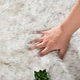thumbnail image 4 of Ghouse Round White With Grey Tips Area Rug 6 feet, Thick and Fluffy Faux Sheepskin Machine Washable Circle Plush Carpet, Faux Sheepskin Rug for Living Room, Bedroom, Kids Room, 4 of 6