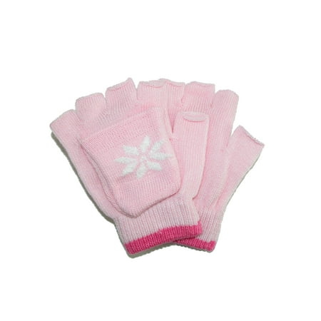 Size one size Girl's Stretch Convertible Fingerless Winter Mittens / Gloves