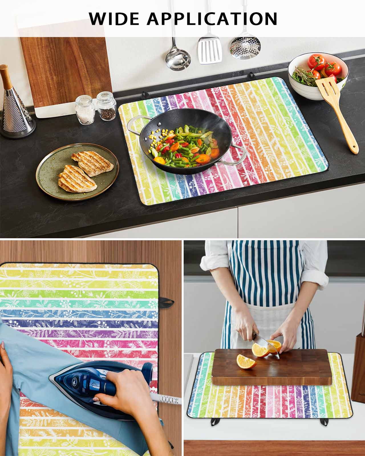 Large Induction Cooktop Protector Mat Dandelion Stove Top Covers for Electric Stove, Rainbow Stripes Modern Minimalist Flowers Decorative Stove Burner Cover Mats, Glass Top Stove Cover