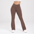 thumbnail image 4 of Resivox Women's High Waisted Cross Waist Yoga Pants - Fashionable Design with Flared Legs, Stretchy Fabric for Outdoor Sports & Casual Wear, Slim-Fit Brown S, 4 of 6