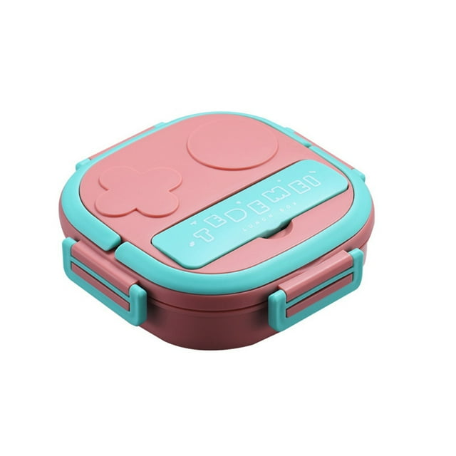 Injueey Fiambrera portátil de acero inoxidable para alimentos frescos, compartimentos para contenedores, cajas Bento para pícnic para viajes al aire Mostrada Rosa 3 Compartimentos Injueey HA067324-02