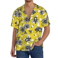 thumbnail image 3 of Xecao offers the Honeybee for Men's Casual Short-sleeved Shirt, a button-up collared shirt with a pocket, perfect for beach vacations and yacht travel in the Large size., 3 of 7