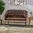 thumbnail image 2 of GDF Studio Megan French Country Tufted Upholstered Loveseat, Dark Brown Faux Leather and Antique Natural, 2 of 9