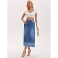 thumbnail image 7 of DARING DIVA Women's Denim Maxi Contrast Panel A Line Long Jean Skirts Small Blue, 7 of 7