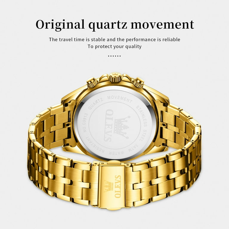 OLEVS Men's Luxury Dress Chronograph Watch Gold photo 8