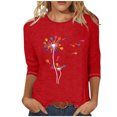 thumbnail image 2 of Teissuly Women's Fashion Printed T-shirt 3/4 Sleeves Blouse Round Neck Casual Tops, 2 of 3