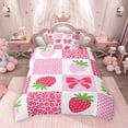 thumbnail image 2 of Erosebridal Strawberry Plaid Twin Bedding, Bow Buffalo Duvet Cover Set, Pink Reversible, 1 Duvet Cover and 1 Pillowcase (No Comforter), 2 of 5