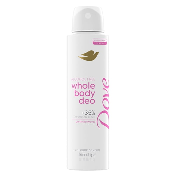 Dove Whole Body Deo Alcohol Free Deodorant Spray For Women Gardenia Breeze ,4 oz