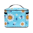 thumbnail image 4 of HELLHERO Cosmetic Organizer White Flowers and Bees Top-Handle Cosmetic Bag Hand-Held Polyester with Slip-in Pockets, 4 of 6