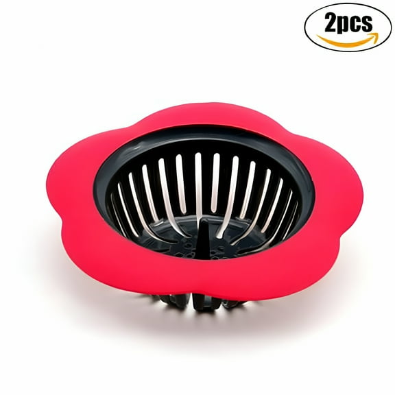 ACDANC 2Pcs Sink Strainers Flower Shape Anti-Clogged Plastic Strainer Baskets Drain Strainers for Kitchen Bathroom Sink