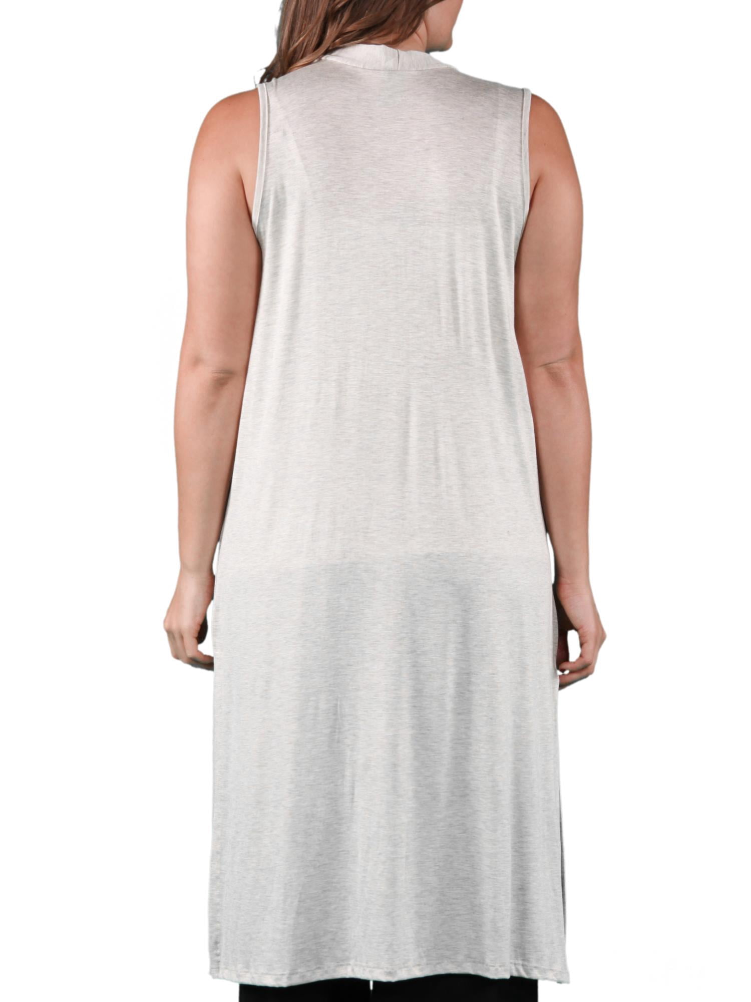 24/7 Comfort Apparel Women's Plus Size Long Sleeveless Cardigan Vest