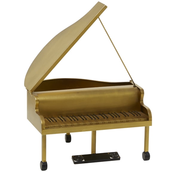16" x 22" Gold Metal Piano Instrument Sculpture, by DecMode