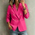 thumbnail image 4 of Women Double Breasted Blazer Jacket Long Sleeve Lapel Suit Coat Casual Business Work Outerwear Tops for Spring Autumn office Daily Wear S-3XL Hot Pink, 4 of 5