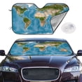 thumbnail image 3 of Lsque Earth View World Map Car Windshield Sun Shade | Accordion Folding Style Auto Shade for Car Truck SUV Van | Blocks UV Rays Sun Visor Protector | Small, 3 of 7