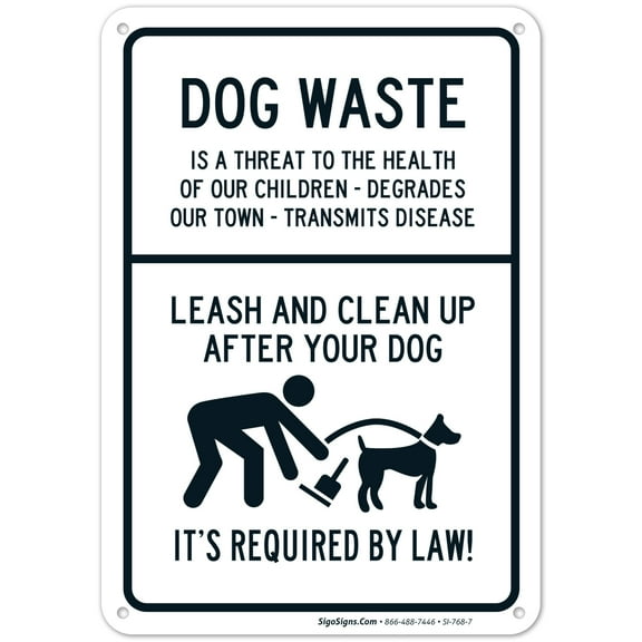 Leash and Clean Up After Your Dog Sign, Dog Waste Sign,
