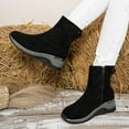 thumbnail image 3 of High Top Sneakers for Women Suede Round Toe Low Wedge Casual Zip up Booties Trendy Nonslip Walking Shoes Black Size 7.5, 3 of 6