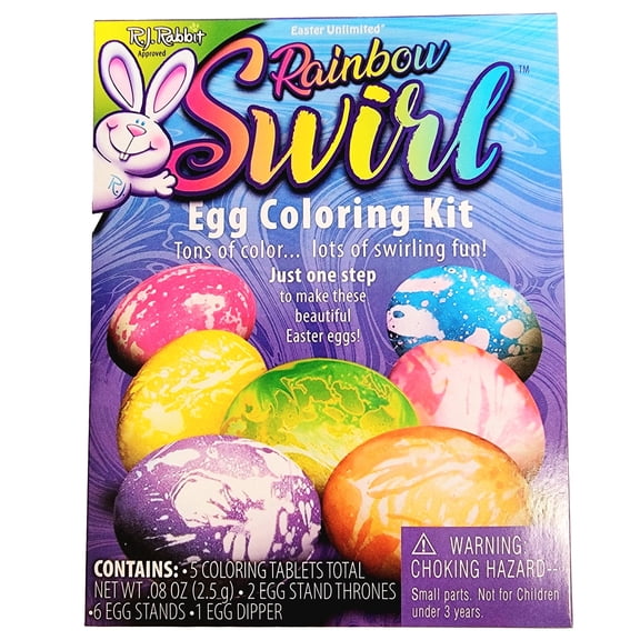 Easter Unlimited Rainbow Swirl Vibrant Colors Easter 14pc Egg Decorating Kit