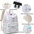 thumbnail image 5 of Triani 3-Piece Backpack Set Water Resistant Bookbag with Lunch Box and Pencil Bag (Marble), 5 of 7