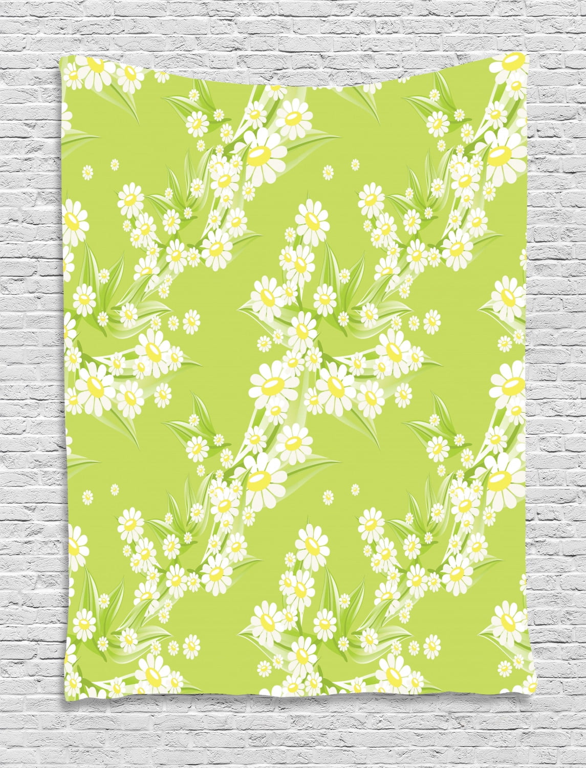 hanging wall greenery on Daisy Tapestry Spring Chamomiles Leaf Flora Greenery Yard Budding Flower Grass Graphic Art Wall Hanging For Bedroom Living Room Dorm Decor 60w X 80l Inches Yellow Green White By Ambesonne Walmart Com