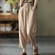 thumbnail image 5 of Rimocy 2024 Pantalones casuales de lino y algodón de verano para mujer, pantalones harén holgados con bolsillos retro, pantalones de cintura elástica lisa para mujer, 5 of 6