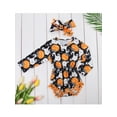 thumbnail image 3 of Bagilaanoe Newborn Baby Girl Halloween Outfits 3M 6M 12M 18M 24M Ghost Pumpkin Print Long Sleeve Tassels Romper + Headband 2pcs for Party, 3 of 9