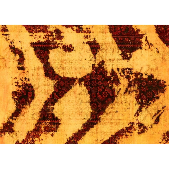 Ahgly Company Machine Washable Indoor Rectangle Abstract Yellow Modern Area Rugs, 8' x 12'